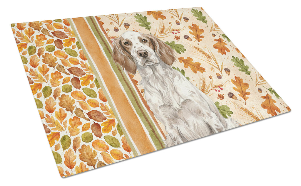 Liver Belton English Setter Heirloom Fall Cutting Board Tempered Glass Kitchen Cutting Surface, Heat Resistant Chopping, Non-Slip Feet, Food Prep & Serving