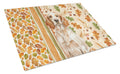 Orange Belton English Setter Heirloom Fall Cutting Board Tempered Glass Kitchen Cutting Surface, Heat Resistant Chopping, Non-Slip Feet, Food Prep & Serving