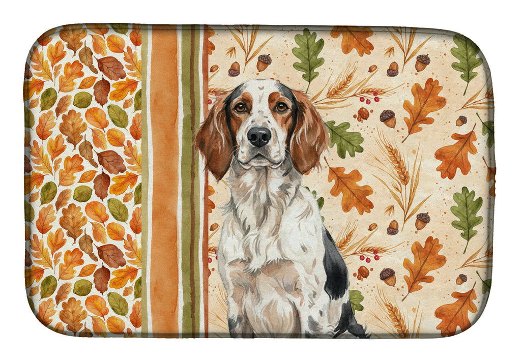 Tricolor English Setter Heirloom Fall Dish Drying Mat Absorbent Dish Drying Mat Pad for Kitchen Counter Dish Drainer Mat for Countertop, 14 x 21", Multicolor