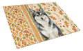 Finnish Lapphund Heirloom Fall Cutting Board Tempered Glass Kitchen Cutting Surface, Heat Resistant Chopping, Non-Slip Feet, Food Prep & Serving
