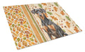 German Pinscher Heirloom Fall Cutting Board Tempered Glass Kitchen Cutting Surface, Heat Resistant Chopping, Non-Slip Feet, Food Prep & Serving
