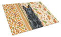 Black German Shepherd Heirloom Fall Cutting Board Tempered Glass Kitchen Cutting Surface, Heat Resistant Chopping, Non-Slip Feet, Food Prep & Serving