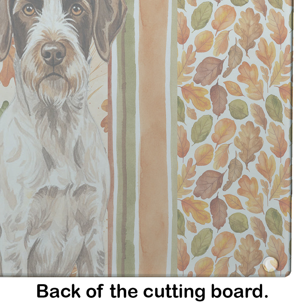 Liver and White German Wirehaired Pointer Heirloom Fall Cutting Board Tempered Glass Kitchen Cutting Surface, Heat Resistant Chopping, Non-Slip Feet, Food Prep & Serving