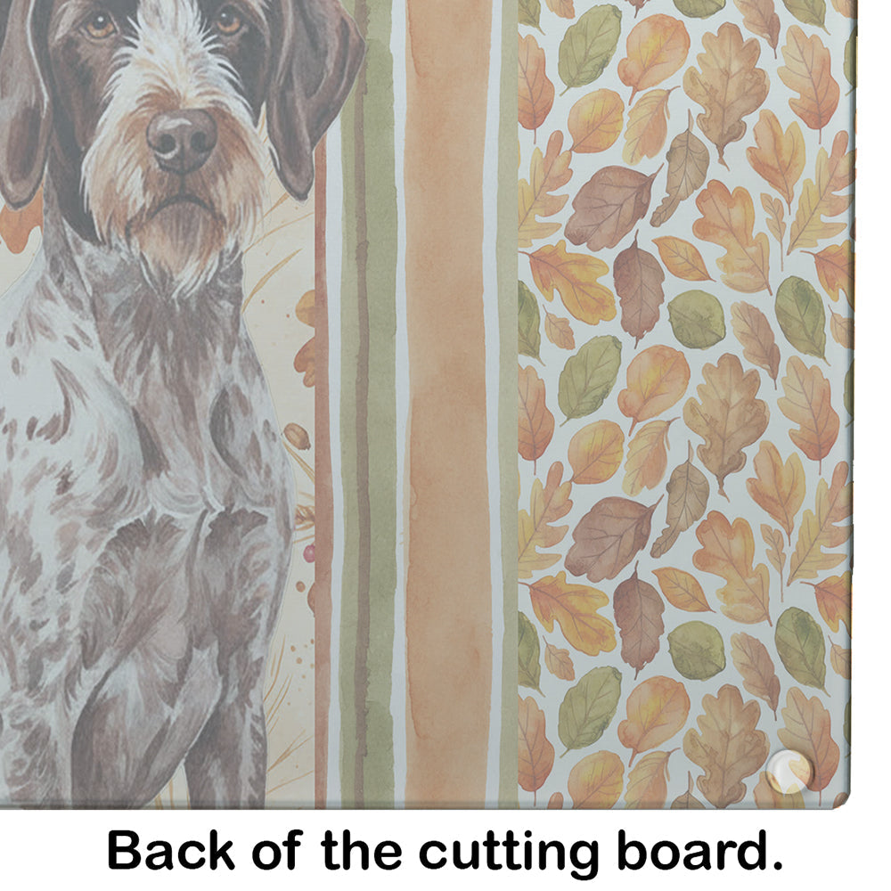 Roan German Wirehaired Pointer Heirloom Fall Cutting Board Tempered Glass Kitchen Cutting Surface, Heat Resistant Chopping, Non-Slip Feet, Food Prep & Serving