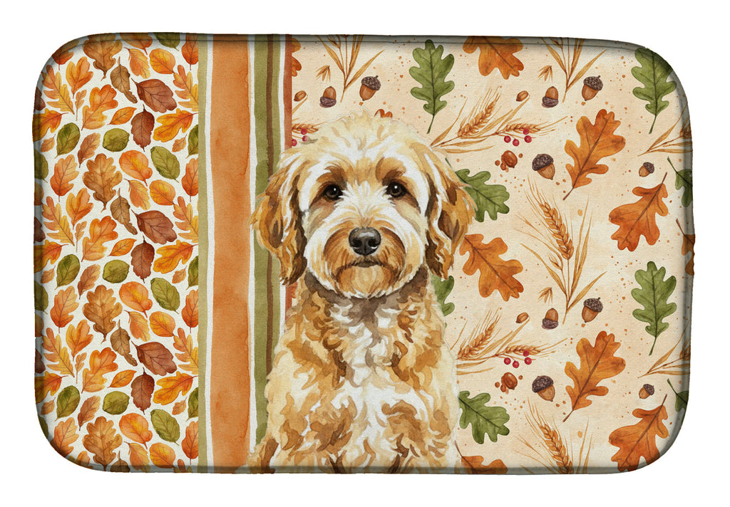 Goldendoodle Heirloom Fall Dish Drying Mat Absorbent Dish Drying Mat Pad for Kitchen Counter Dish Drainer Mat for Countertop, 14 x 21", Multicolor
