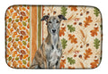 Brindle Greyhound Heirloom Fall Dish Drying Mat Absorbent Dish Drying Mat Pad for Kitchen Counter Dish Drainer Mat for Countertop, 14 x 21", Multicolor