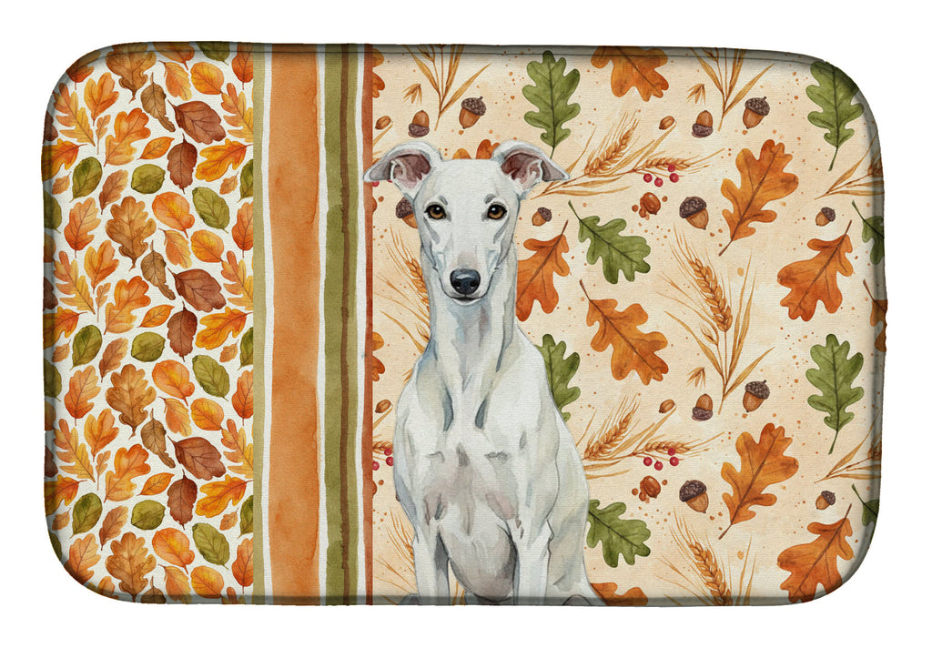 White Greyhound Heirloom Fall Dish Drying Mat Absorbent Dish Drying Mat Pad for Kitchen Counter Dish Drainer Mat for Countertop, 14 x 21", Multicolor