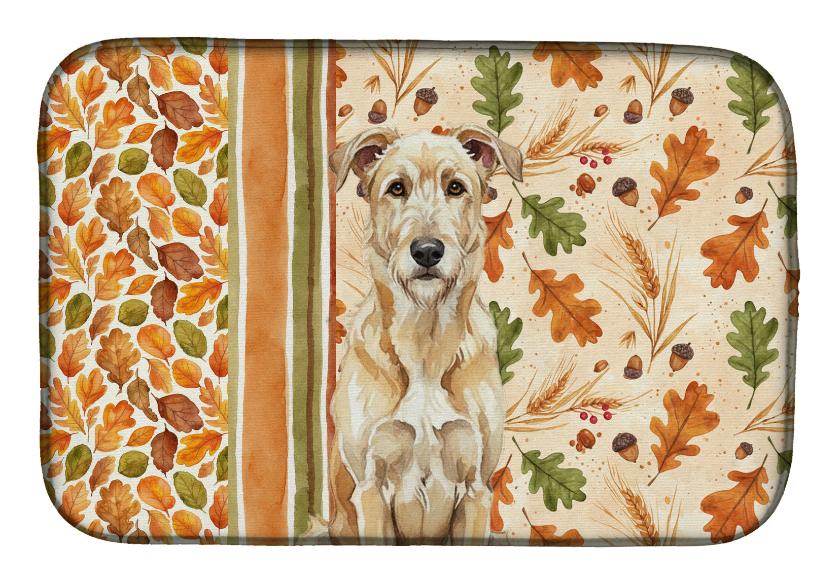 Wheaten Irish Wolfhound Heirloom Fall Dish Drying Mat Absorbent Dish Drying Mat Pad for Kitchen Counter Dish Drainer Mat for Countertop, 14 x 21", Multicolor