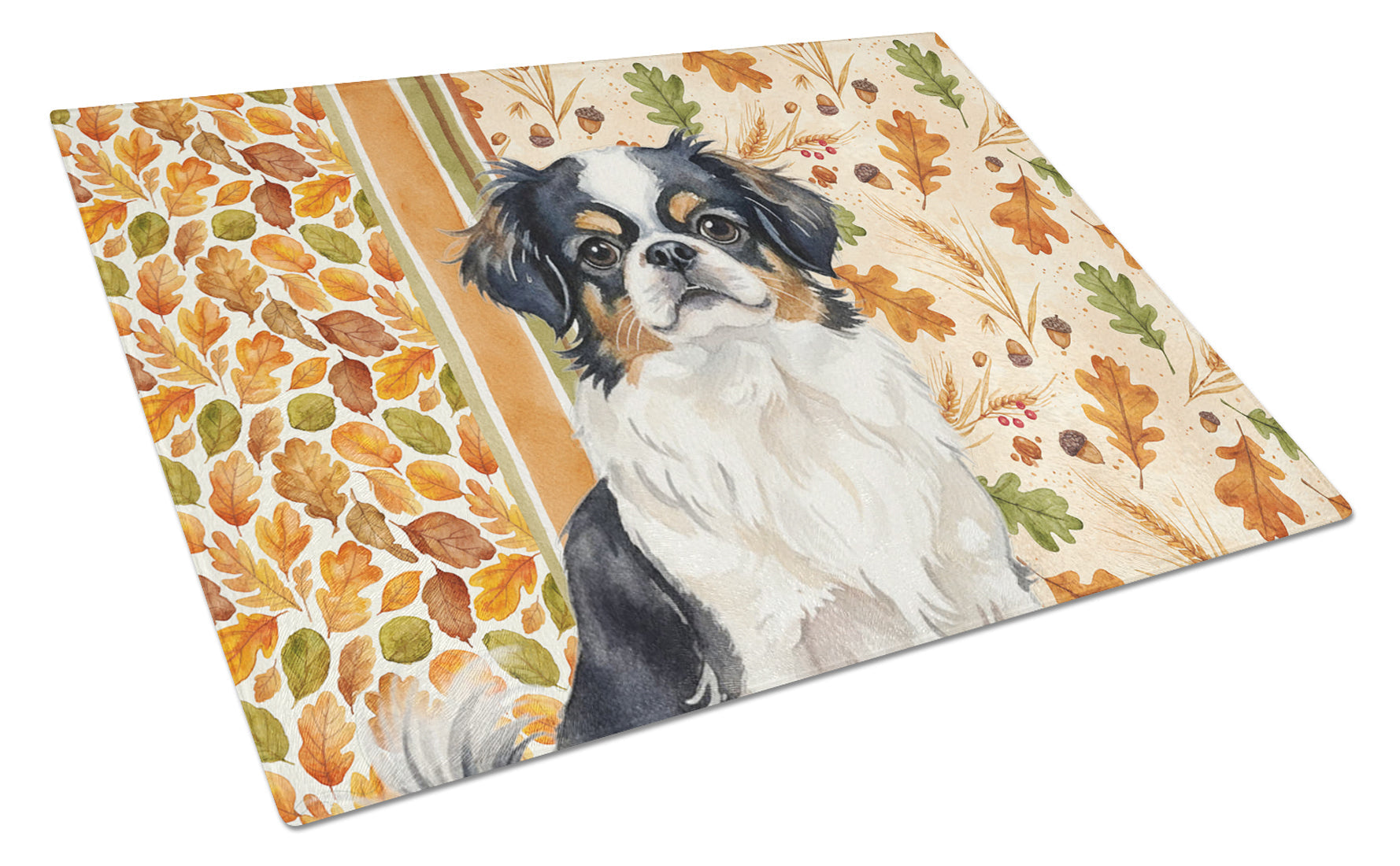 Tricolor Japanese Chin Heirloom Fall Cutting Board Tempered Glass Kitchen Cutting Surface, Heat Resistant Chopping, Non-Slip Feet, Food Prep & Serving