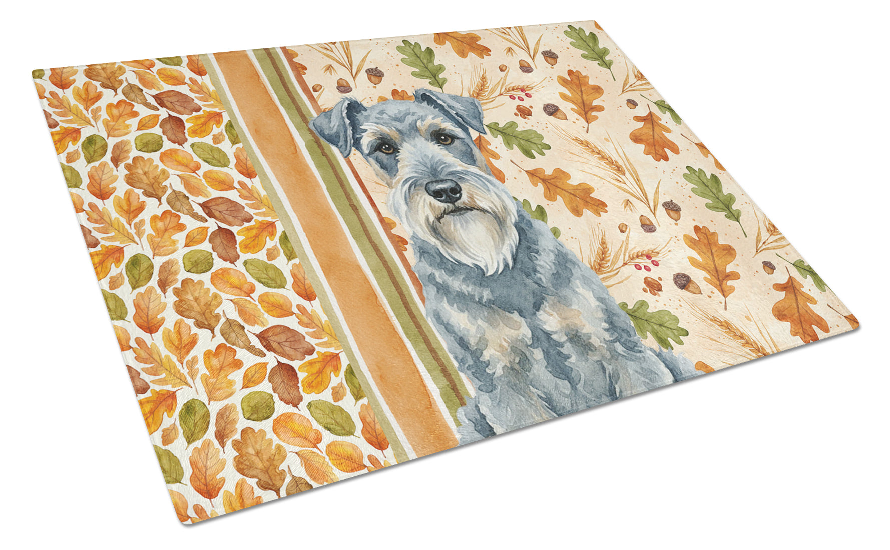 Kerry Blue Terrier Heirloom Fall Cutting Board Tempered Glass Kitchen Cutting Surface, Heat Resistant Chopping, Non-Slip Feet, Food Prep & Serving