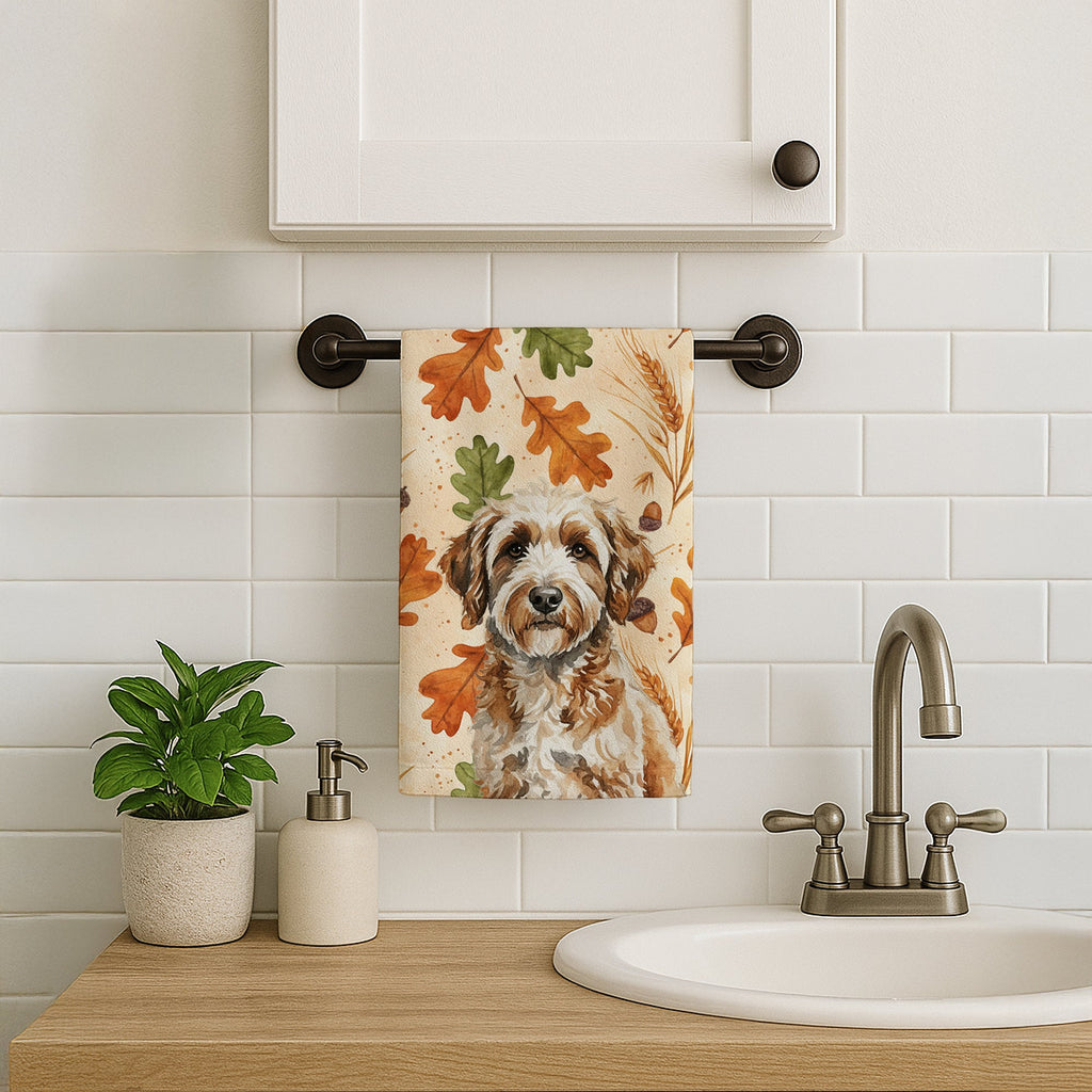 Lagotto Romagnolo Heirloom Fall Kitchen Towel Velour Plush Front and Cotton Loop Back Machine Washable