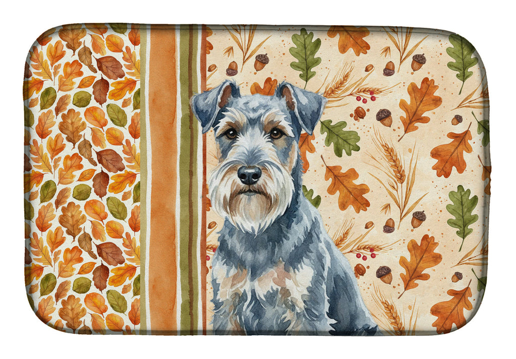 Blue Lakeland Terrier Heirloom Fall Dish Drying Mat Absorbent Dish Drying Mat Pad for Kitchen Counter Dish Drainer Mat for Countertop, 14 x 21", Multicolor