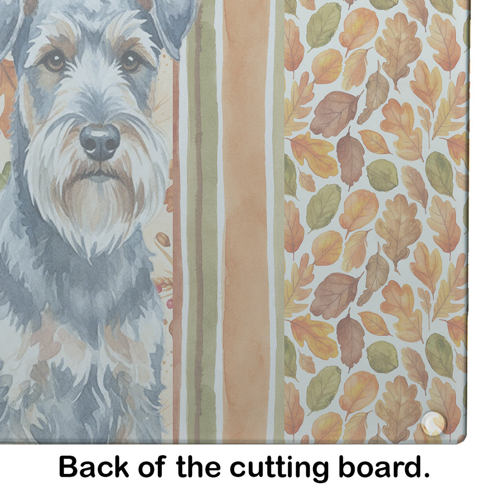 Blue Lakeland Terrier Heirloom Fall Cutting Board Tempered Glass Kitchen Cutting Surface, Heat Resistant Chopping, Non-Slip Feet, Food Prep & Serving
