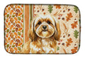 Gold Lhasa Apso Heirloom Fall Dish Drying Mat Absorbent Dish Drying Mat Pad for Kitchen Counter Dish Drainer Mat for Countertop, 14 x 21", Multicolor