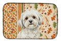 White Lhasa Apso Heirloom Fall Dish Drying Mat Absorbent Dish Drying Mat Pad for Kitchen Counter Dish Drainer Mat for Countertop, 14 x 21", Multicolor