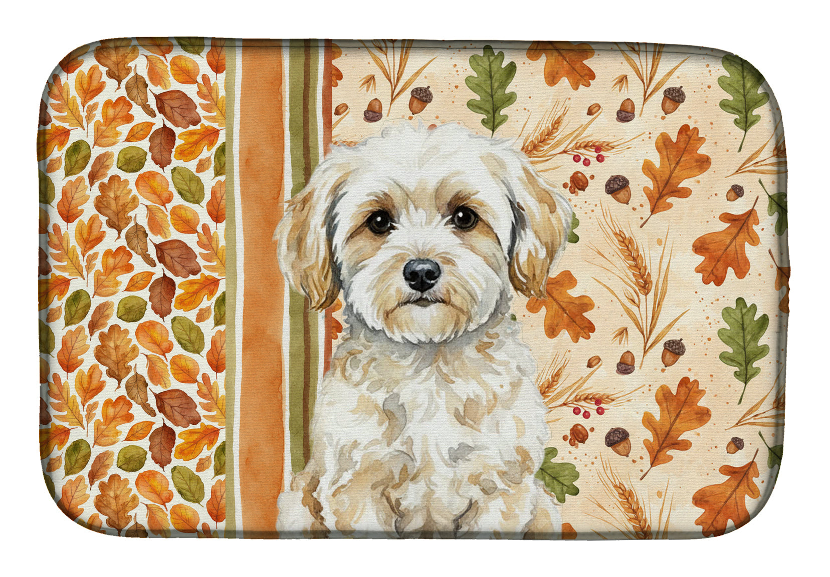 Maltipoo Heirloom Fall Dish Drying Mat Absorbent Dish Drying Mat Pad for Kitchen Counter Dish Drainer Mat for Countertop, 14 x 21", Multicolor