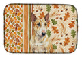 Miniature Bull Terrier Heirloom Fall Dish Drying Mat Absorbent Dish Drying Mat Pad for Kitchen Counter Dish Drainer Mat for Countertop, 14 x 21", Multicolor