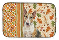 Tricolor Miniature Bull Terrier Heirloom Fall Dish Drying Mat Absorbent Dish Drying Mat Pad for Kitchen Counter Dish Drainer Mat for Countertop, 14 x 21", Multicolor