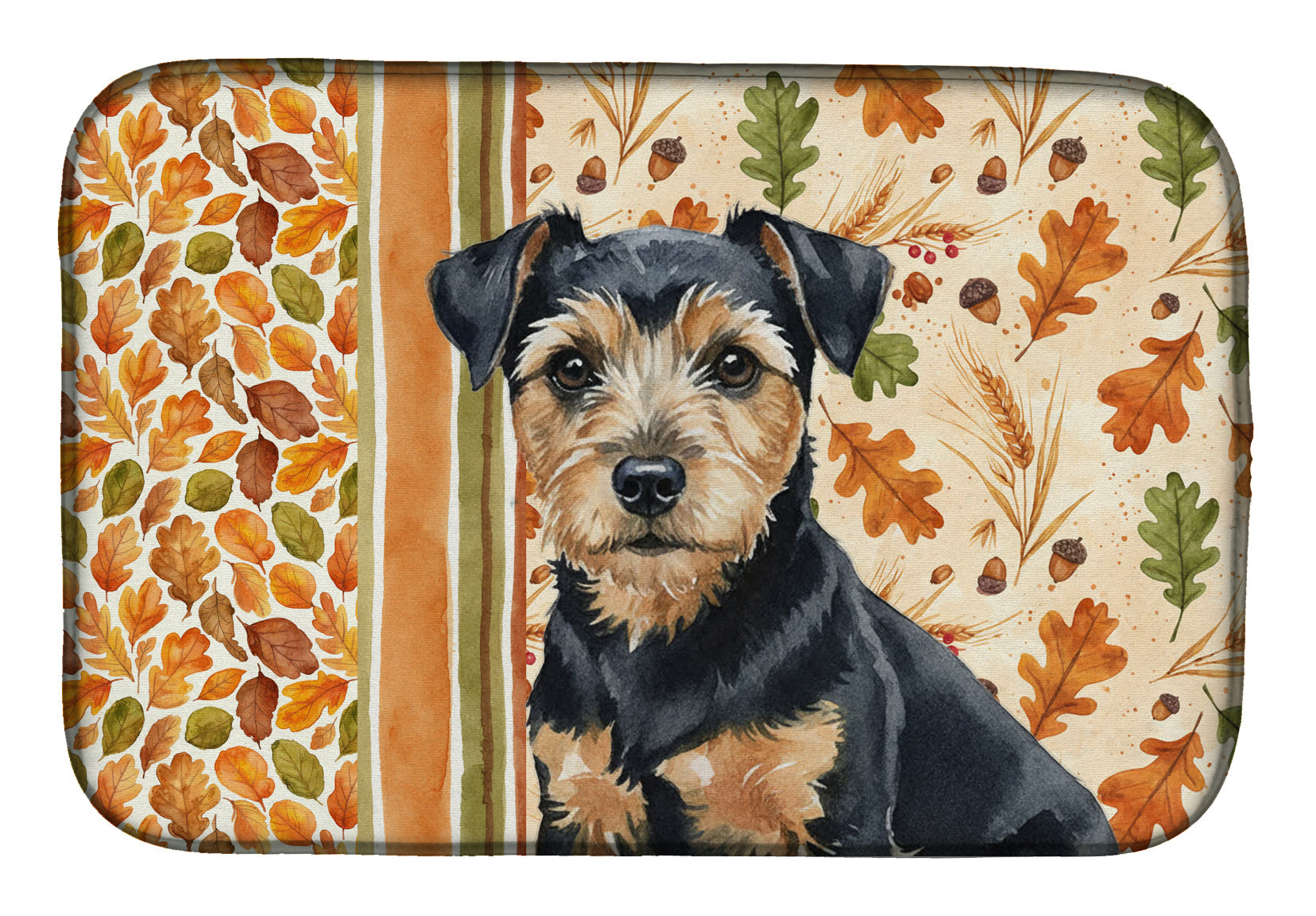Black and Tan Norfolk Terrier Heirloom Fall Dish Drying Mat Absorbent Dish Drying Mat Pad for Kitchen Counter Dish Drainer Mat for Countertop, 14 x 21", Multicolor