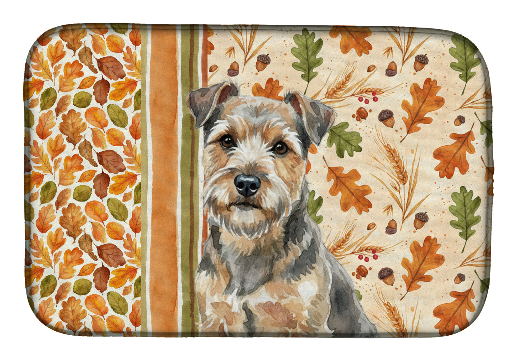 Grizzle and Tan Norfolk Terrier Heirloom Fall Dish Drying Mat Absorbent Dish Drying Mat Pad for Kitchen Counter Dish Drainer Mat for Countertop, 14 x 21", Multicolor