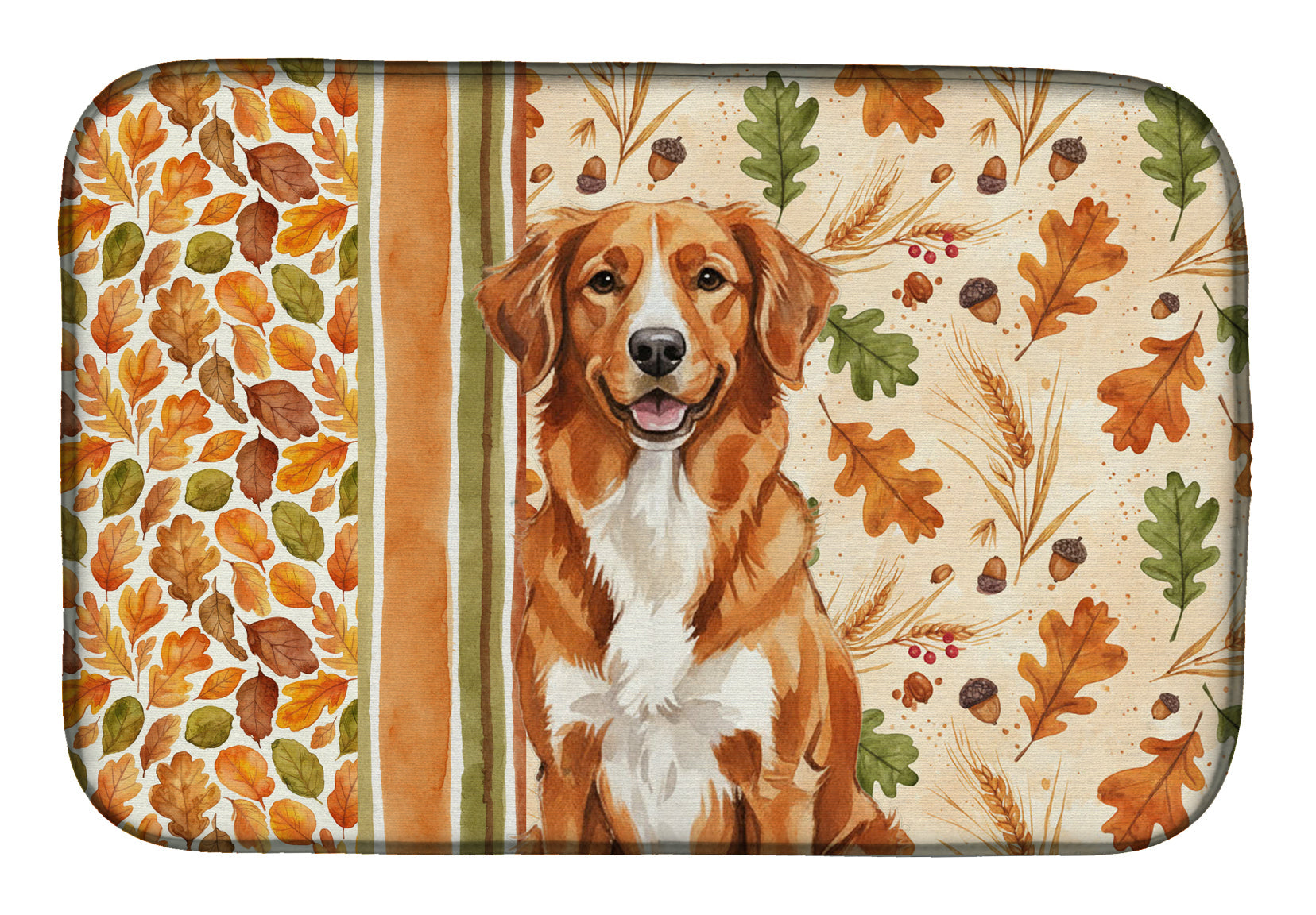 Orange Nova Scotia Duck Tolling Retriever Heirloom Fall Dish Drying Mat Absorbent Dish Drying Mat Pad for Kitchen Counter Dish Drainer Mat for Countertop, 14 x 21", Multicolor