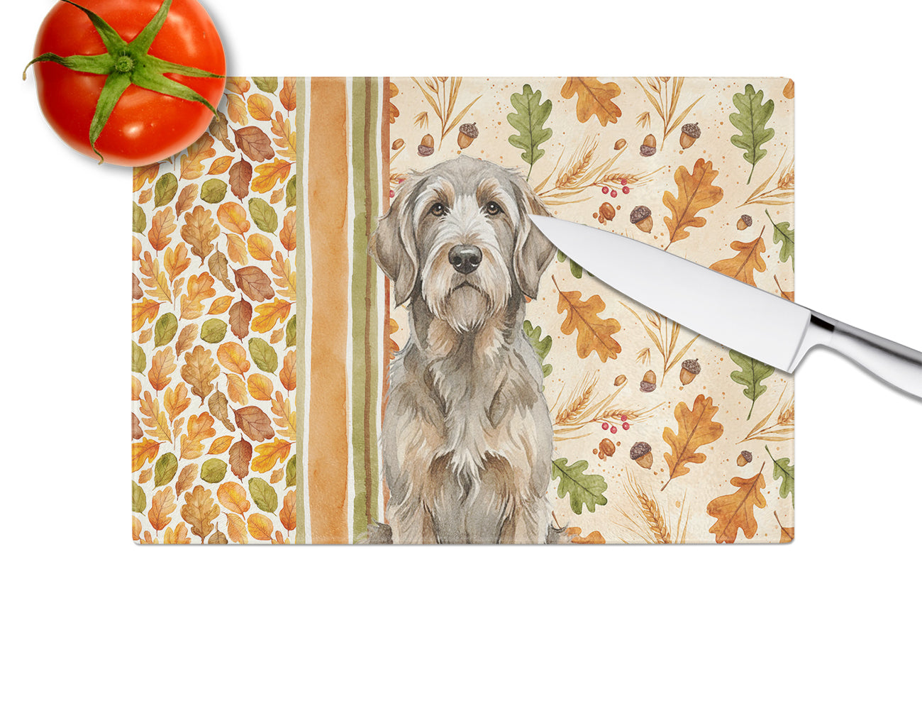 Grizzle and Tan Otterhound Heirloom Fall Cutting Board Tempered Glass Kitchen Cutting Surface, Heat Resistant Chopping, Non-Slip Feet, Food Prep & Serving
