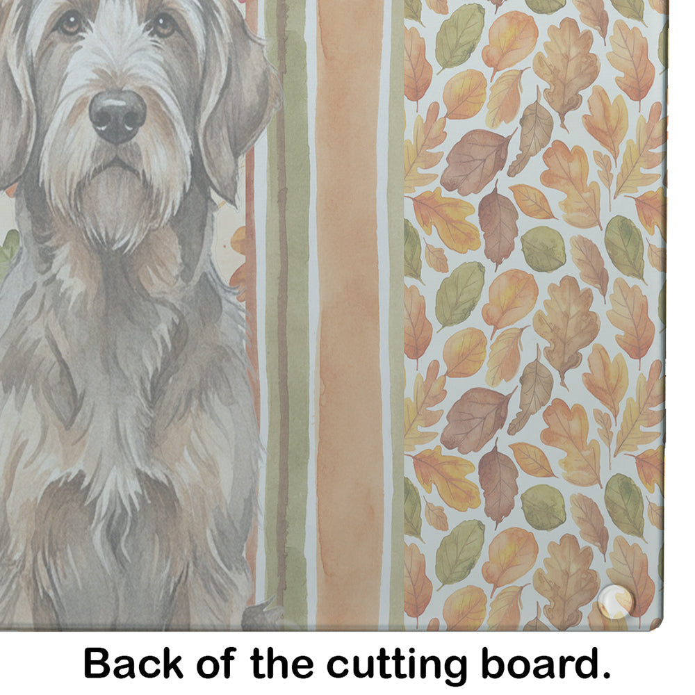 Grizzle and Tan Otterhound Heirloom Fall Cutting Board Tempered Glass Kitchen Cutting Surface, Heat Resistant Chopping, Non-Slip Feet, Food Prep & Serving