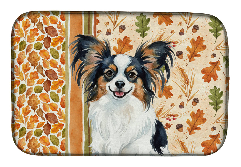 Tricolor Papillon Heirloom Fall Dish Drying Mat Absorbent Dish Drying Mat Pad for Kitchen Counter Dish Drainer Mat for Countertop, 14 x 21", Multicolor