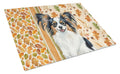 Tricolor Papillon Heirloom Fall Cutting Board Tempered Glass Kitchen Cutting Surface, Heat Resistant Chopping, Non-Slip Feet, Food Prep & Serving