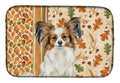 White with Sable Papillon Heirloom Fall Dish Drying Mat Absorbent Dish Drying Mat Pad for Kitchen Counter Dish Drainer Mat for Countertop, 14 x 21", Multicolor