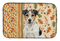 Parson Russell Terrier Heirloom Fall Dish Drying Mat Absorbent Dish Drying Mat Pad for Kitchen Counter Dish Drainer Mat for Countertop, 14 x 21", Multicolor