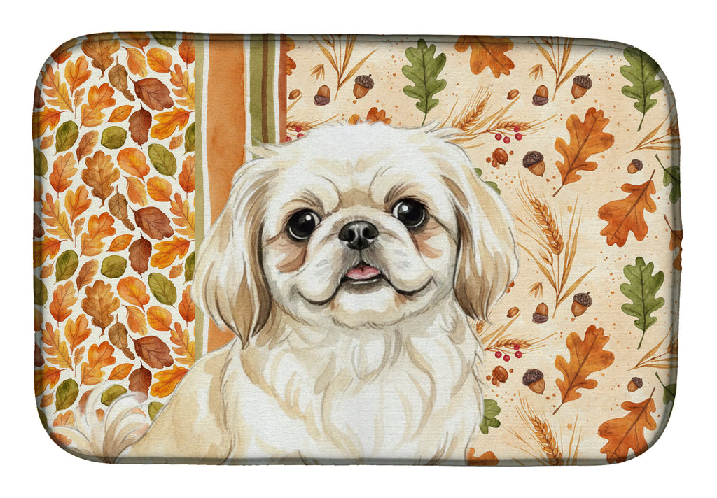 Cream Pekingese Heirloom Fall Dish Drying Mat Absorbent Dish Drying Mat Pad for Kitchen Counter Dish Drainer Mat for Countertop, 14 x 21", Multicolor