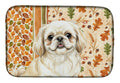 Cream Pekingese Heirloom Fall Dish Drying Mat Absorbent Dish Drying Mat Pad for Kitchen Counter Dish Drainer Mat for Countertop, 14 x 21", Multicolor