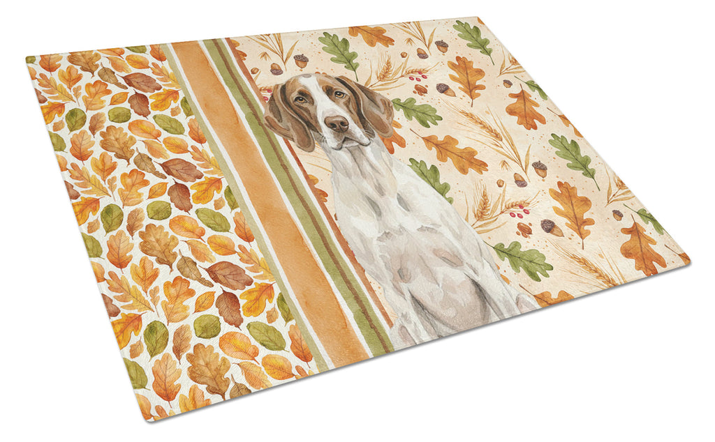 Liver and White Pointer Heirloom Fall Cutting Board Tempered Glass Kitchen Cutting Surface, Heat Resistant Chopping, Non-Slip Feet, Food Prep & Serving