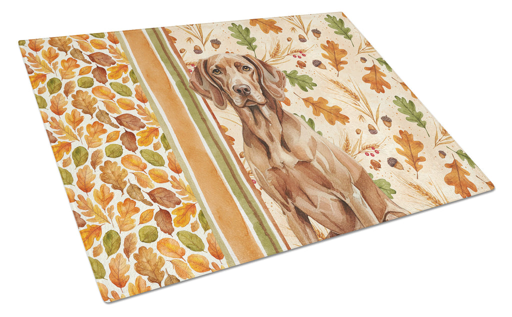 Liver Pointer Heirloom Fall Cutting Board Tempered Glass Kitchen Cutting Surface, Heat Resistant Chopping, Non-Slip Feet, Food Prep & Serving