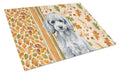 Miniature Silver Poodle Heirloom Fall Cutting Board Tempered Glass Kitchen Cutting Surface, Heat Resistant Chopping, Non-Slip Feet, Food Prep & Serving