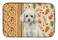Miniature White Poodle Heirloom Fall Dish Drying Mat Absorbent Dish Drying Mat Pad for Kitchen Counter Dish Drainer Mat for Countertop, 14 x 21", Multicolor