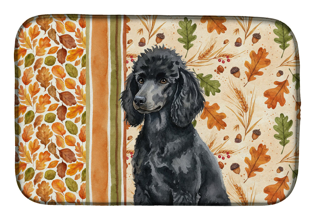 Standard Black Poodle Heirloom Fall Dish Drying Mat Absorbent Dish Drying Mat Pad for Kitchen Counter Dish Drainer Mat for Countertop, 14 x 21", Multicolor
