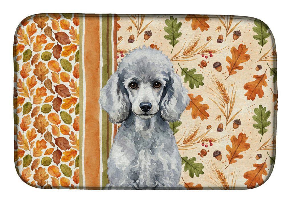 Standard Silver Poodle Heirloom Fall Dish Drying Mat Absorbent Dish Drying Mat Pad for Kitchen Counter Dish Drainer Mat for Countertop, 14 x 21", Multicolor