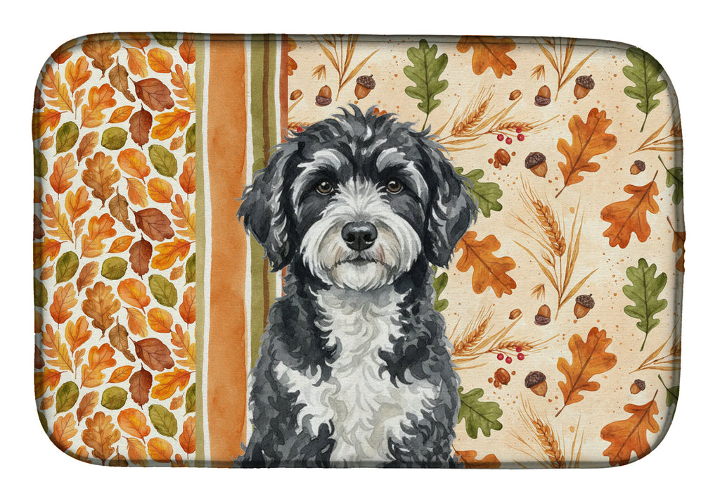 Portuguese Water Dog Heirloom Fall Dish Drying Mat Absorbent Dish Drying Mat Pad for Kitchen Counter Dish Drainer Mat for Countertop, 14 x 21", Multicolor