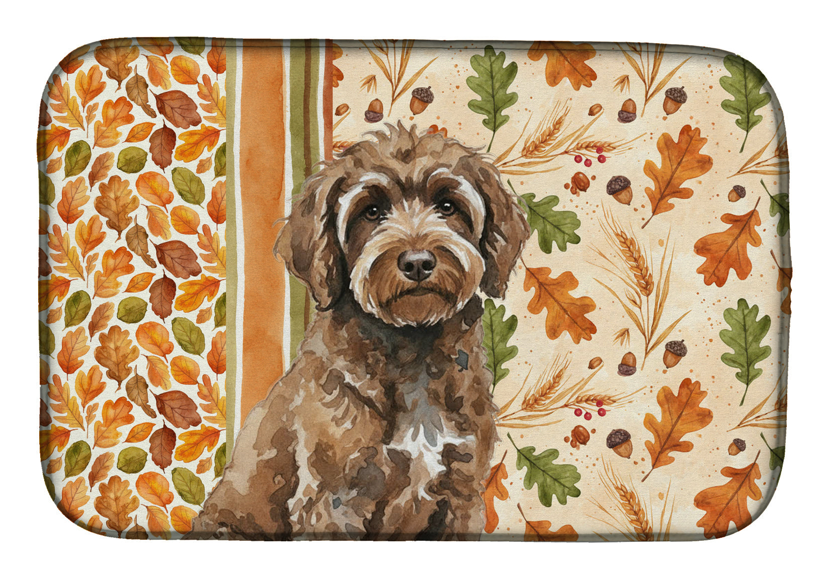 Brown Portuguese Water Dog Heirloom Fall Dish Drying Mat Absorbent Dish Drying Mat Pad for Kitchen Counter Dish Drainer Mat for Countertop, 14 x 21", Multicolor