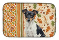 Black and White Rat Terrier Heirloom Fall Dish Drying Mat Absorbent Dish Drying Mat Pad for Kitchen Counter Dish Drainer Mat for Countertop, 14 x 21", Multicolor