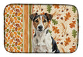 Tricolor Russell Terrier Heirloom Fall Dish Drying Mat Absorbent Dish Drying Mat Pad for Kitchen Counter Dish Drainer Mat for Countertop, 14 x 21", Multicolor