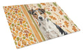 Tricolor Russell Terrier Heirloom Fall Cutting Board Tempered Glass Kitchen Cutting Surface, Heat Resistant Chopping, Non-Slip Feet, Food Prep & Serving