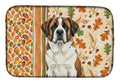 Brindle and White Saint Bernard Heirloom Fall Dish Drying Mat Absorbent Dish Drying Mat Pad for Kitchen Counter Dish Drainer Mat for Countertop, 14 x 21", Multicolor