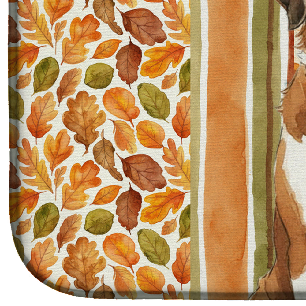 Brown and White Saint Bernard Heirloom Fall Dish Drying Mat Absorbent Dish Drying Mat Pad for Kitchen Counter Dish Drainer Mat for Countertop, 14 x 21", Multicolor