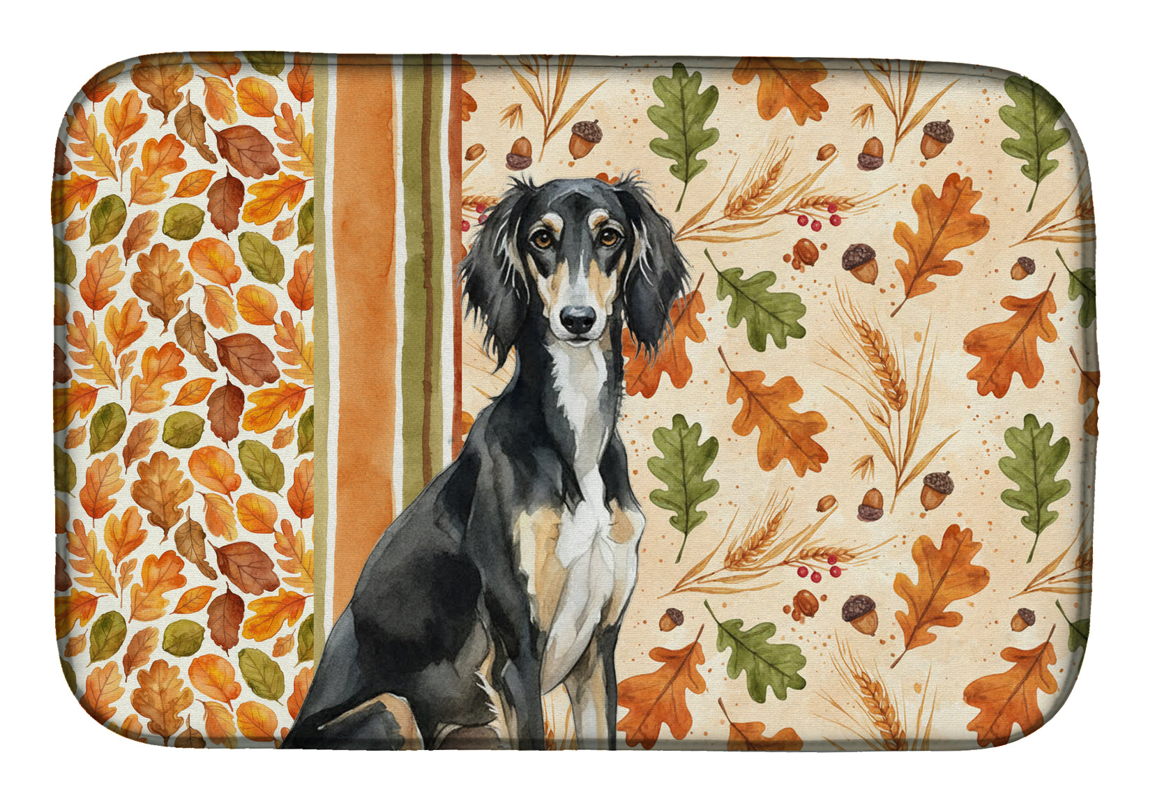 Black and Tan Saluki Heirloom Fall Dish Drying Mat Absorbent Dish Drying Mat Pad for Kitchen Counter Dish Drainer Mat for Countertop, 14 x 21", Multicolor