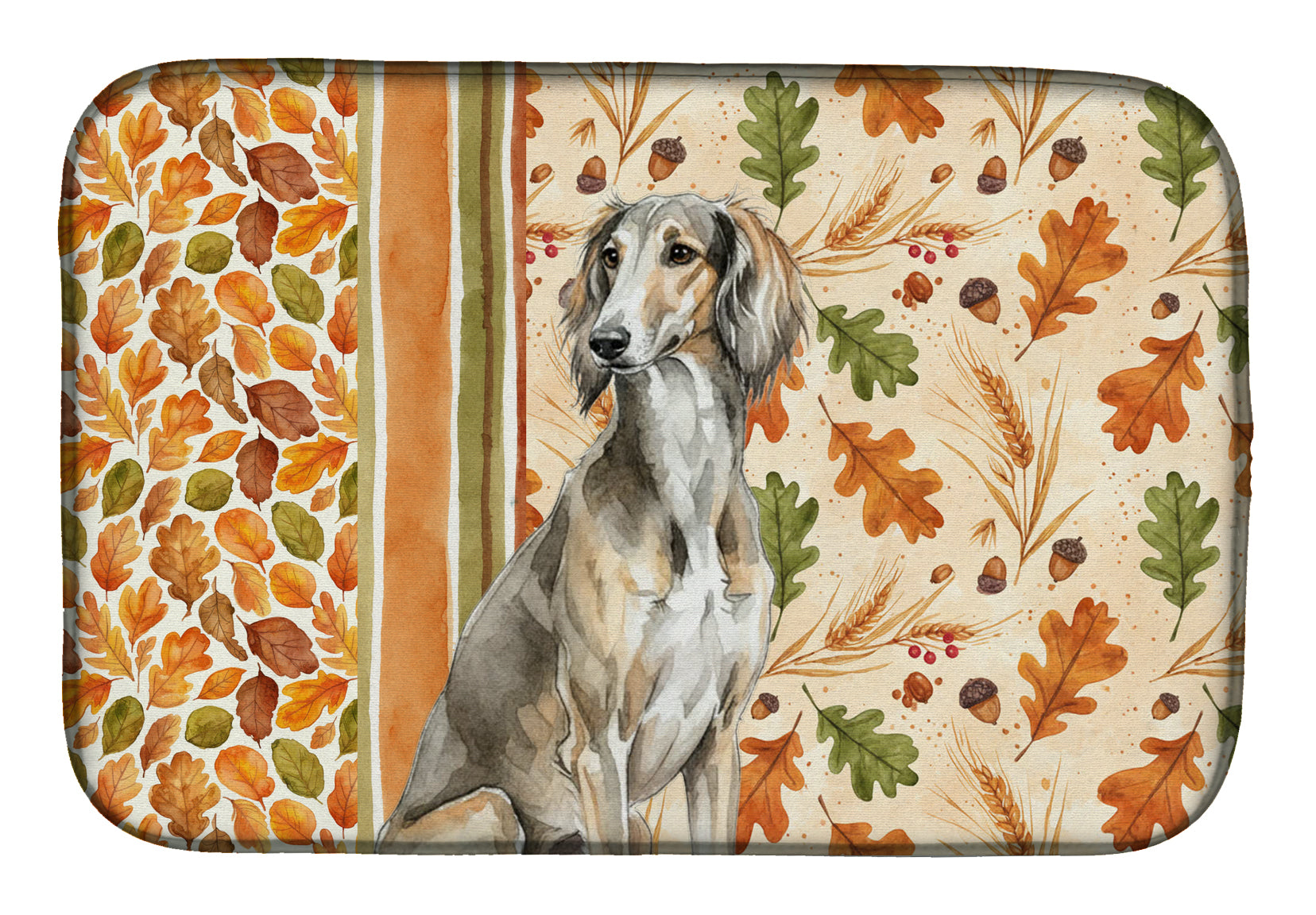 Grizzle Saluki Heirloom Fall Dish Drying Mat Absorbent Dish Drying Mat Pad for Kitchen Counter Dish Drainer Mat for Countertop, 14 x 21", Multicolor