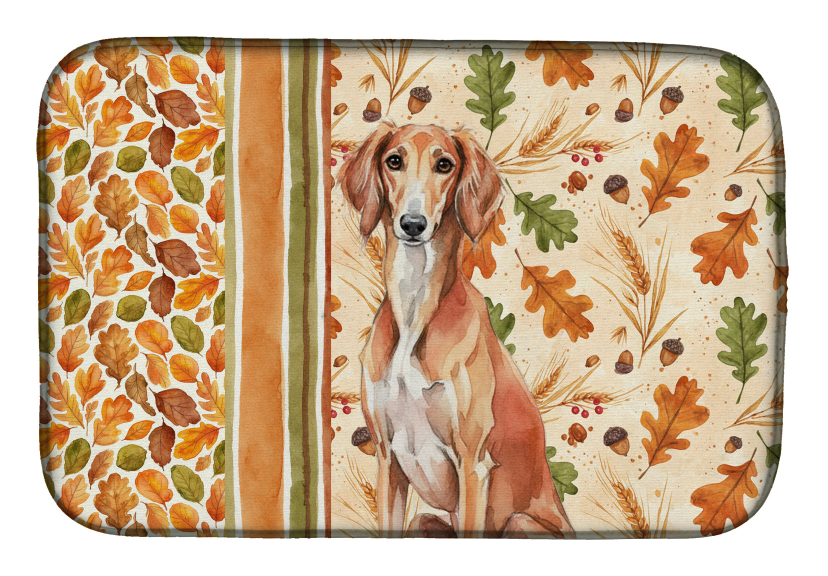 Red Saluki Heirloom Fall Dish Drying Mat Absorbent Dish Drying Mat Pad for Kitchen Counter Dish Drainer Mat for Countertop, 14 x 21", Multicolor