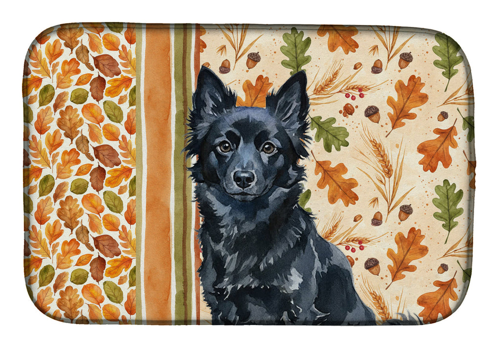 Schipperke Heirloom Fall Dish Drying Mat Absorbent Dish Drying Mat Pad for Kitchen Counter Dish Drainer Mat for Countertop, 14 x 21", Multicolor